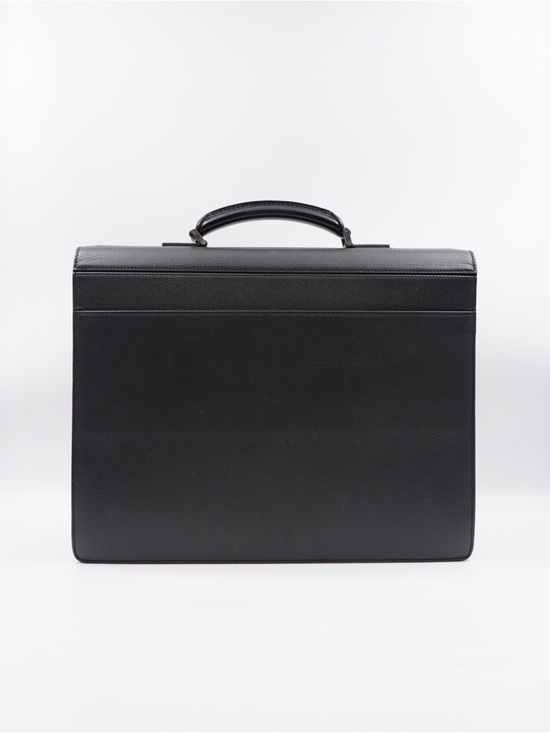 Louis Vuitton Briefcase Black Textured Leather Briefcase with Silver Lock - Picture 5 of 12